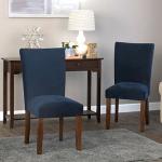 Navy Plush Velvet Parsons Chairs, Set of 2