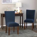 Navy Plush Velvet Parsons Chairs, Set of 2