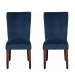 Navy Plush Velvet Parsons Chairs, Set of 2