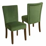 Green Velvet Parsons Dining Chairs, Set of 2