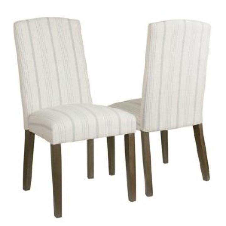 Dove Gray Stripe Parsons Chairs, Set of 2