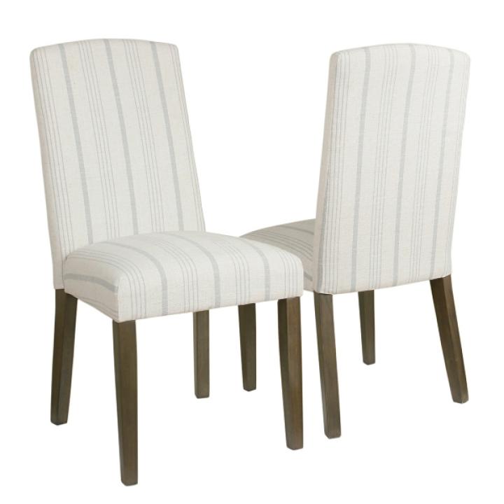 Dove Gray Stripe Parsons Chairs, Set of 2