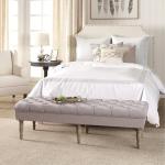 Layla Natural Button Tufted Bench