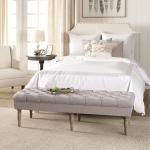 Layla Natural Button Tufted Bench
