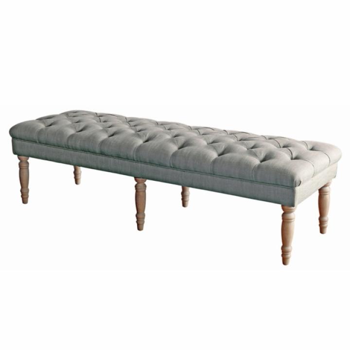 Layla Gray Button Tufted Bench
