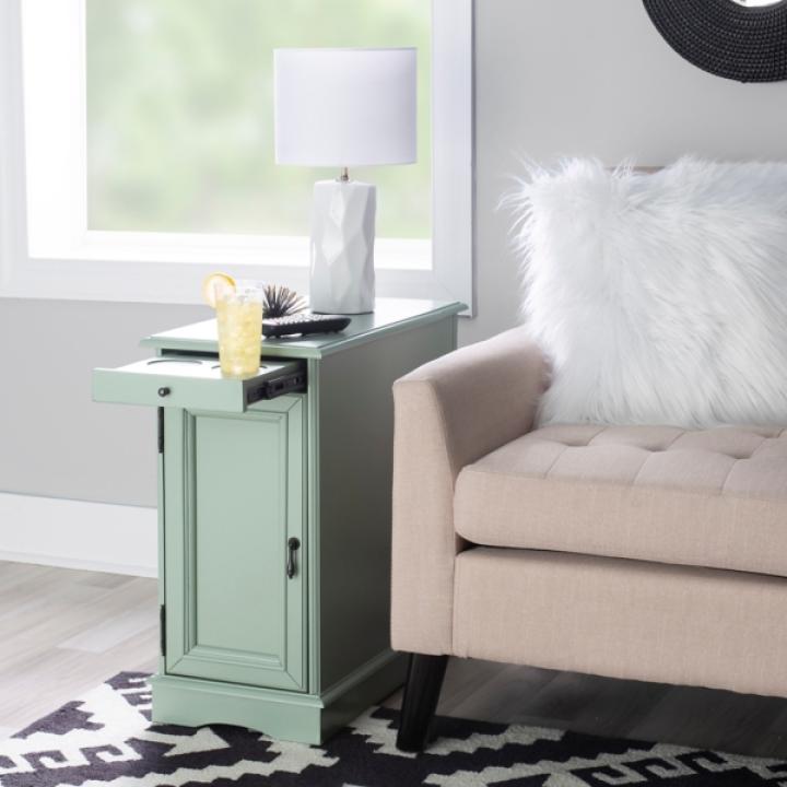 Aqua Accent Table with Charging Station