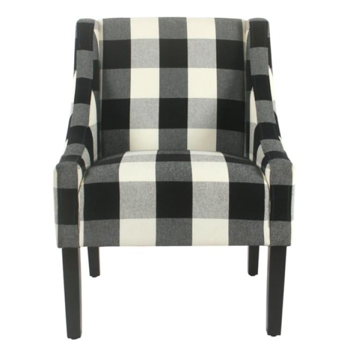 Black Buffalo Check Swoop Accent Chair