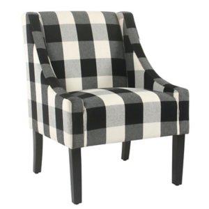 Black Buffalo Check Swoop Accent Chair