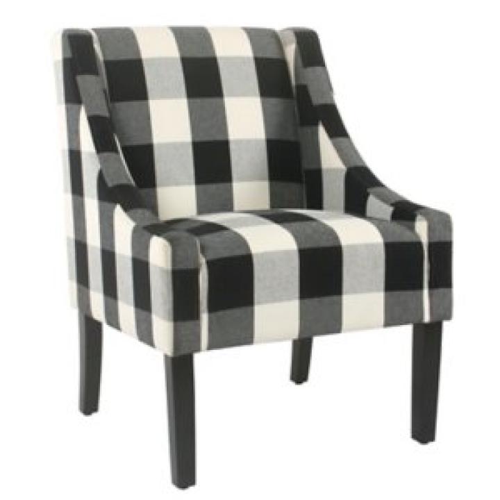 Black Buffalo Check Swoop Accent Chair