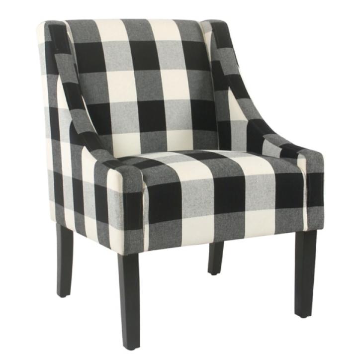 Black Buffalo Check Swoop Accent Chair