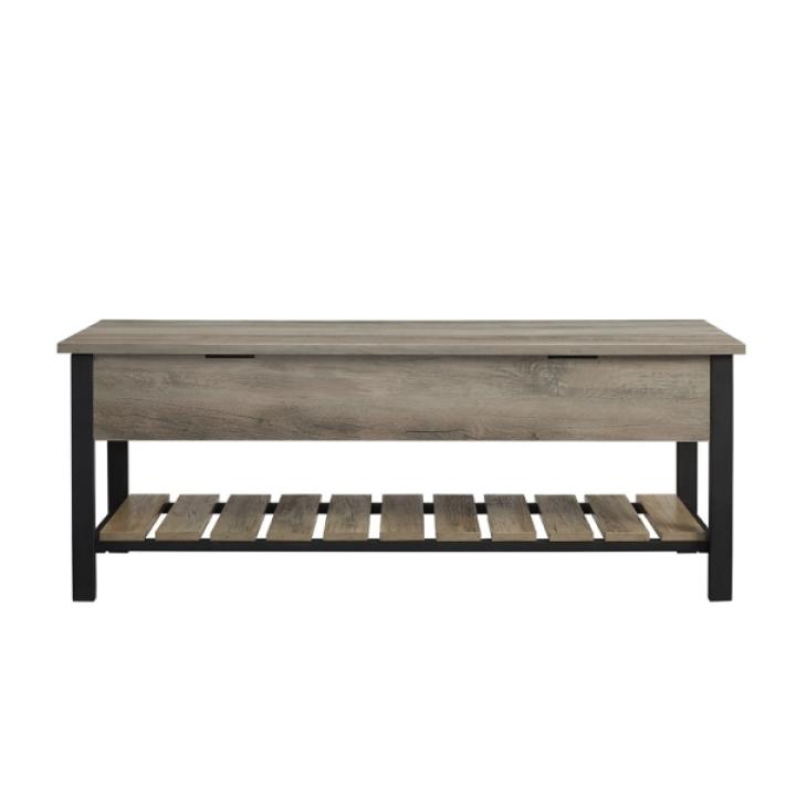 Graywashed Lift-Top Storage Bench