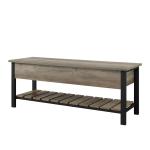Graywashed Lift-Top Storage Bench