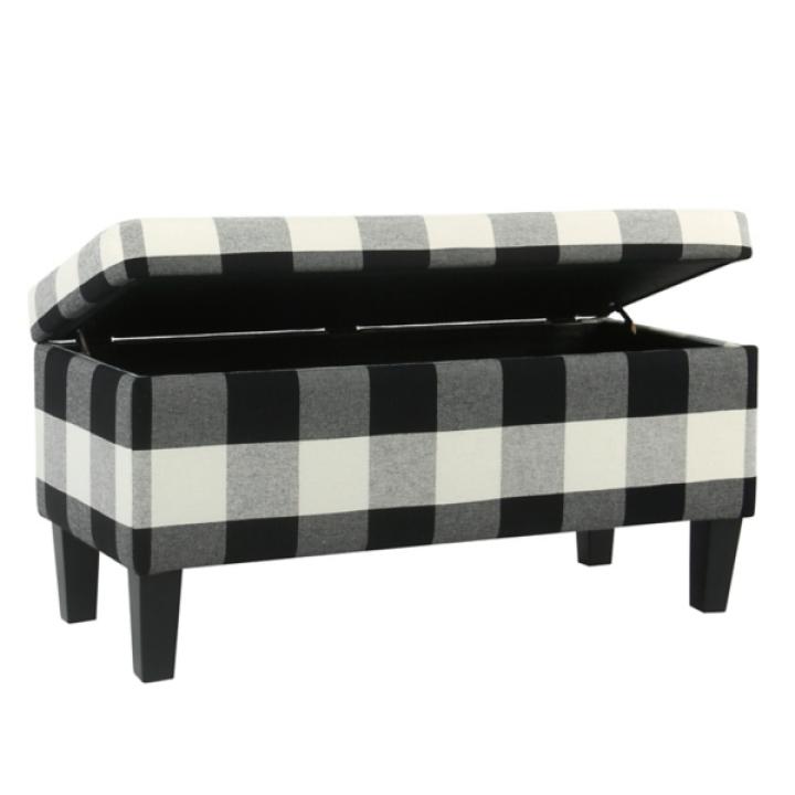 Black Buffalo Check Storage Bench