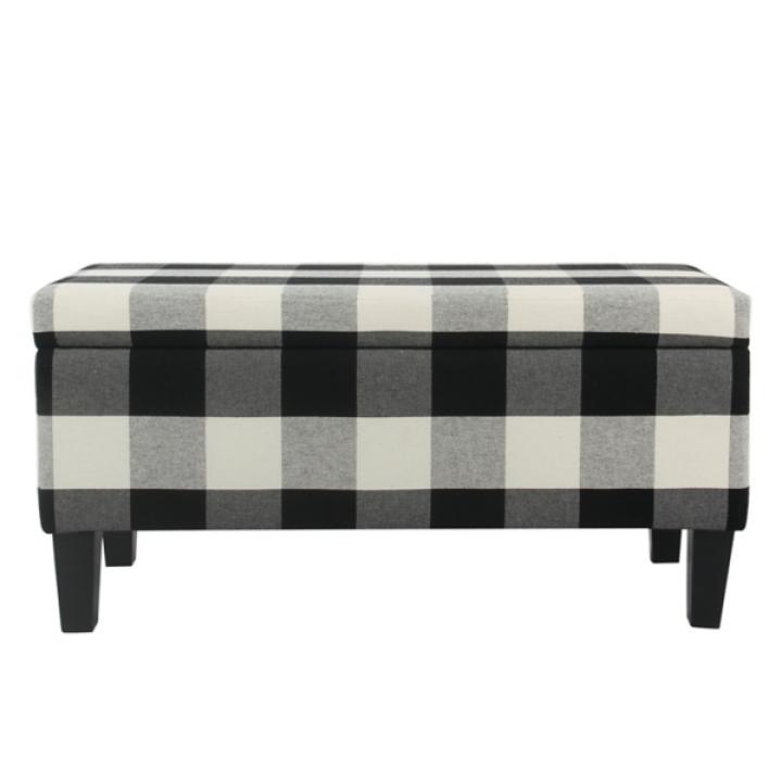 Black Buffalo Check Storage Bench