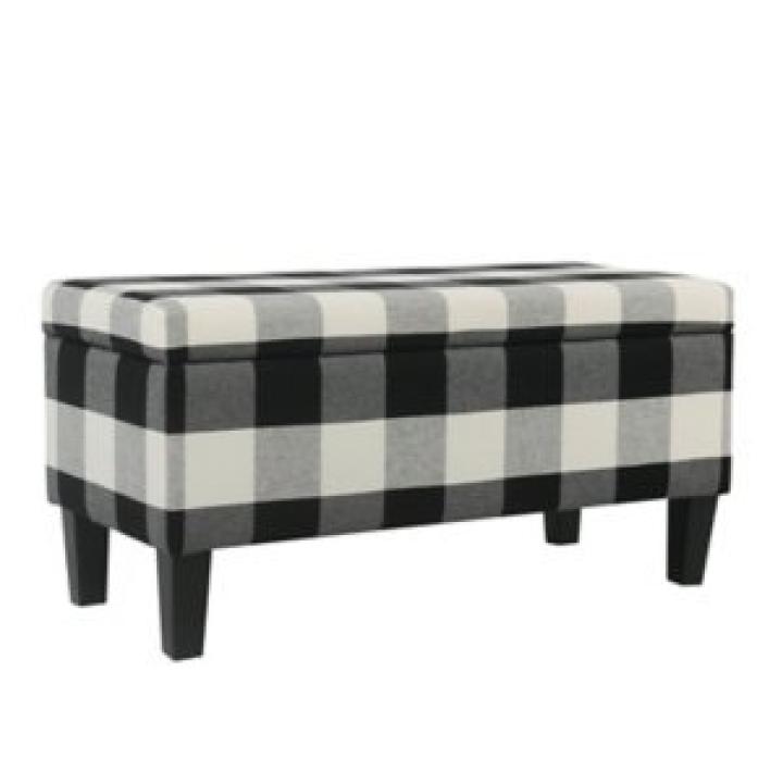 Black Buffalo Check Storage Bench