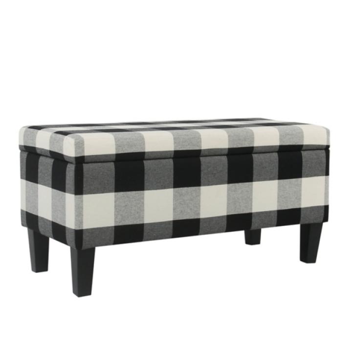 Black Buffalo Check Storage Bench