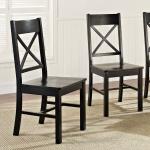 Antique Black Wood Dining Chairs, Set of 2