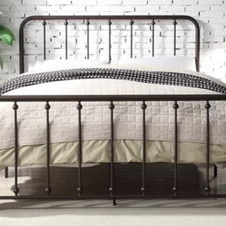 Metal Slat Bronze Queen Platform Bed