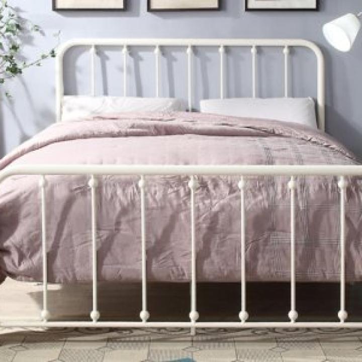 Metal Slat White Full Platform Bed