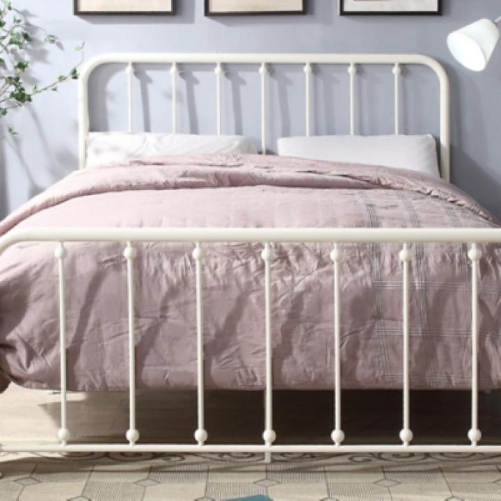 Metal Slat White Full Platform Bed