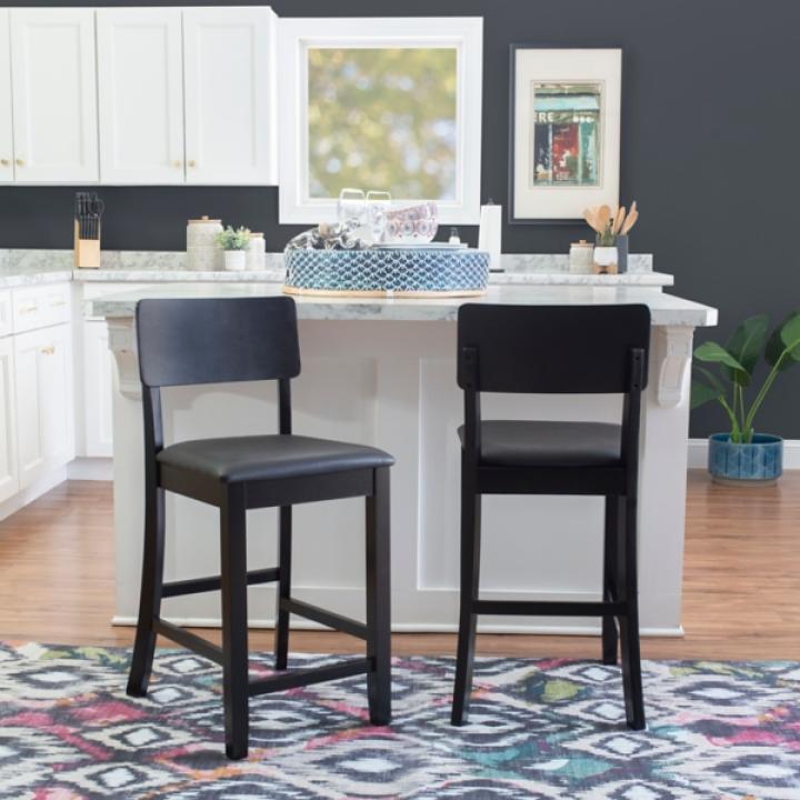 Tyler Vinyl Seat Black Counter Stool