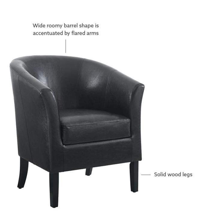 Jack Barrel Back Black Club Chair