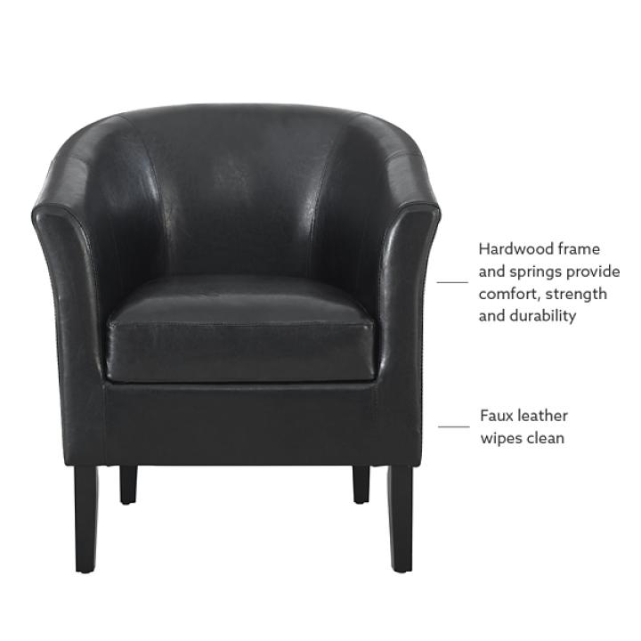 Jack Barrel Back Black Club Chair