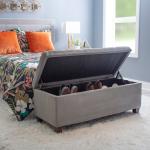 Amelia Tufted Gray Shoe Storage Ottoman Bench