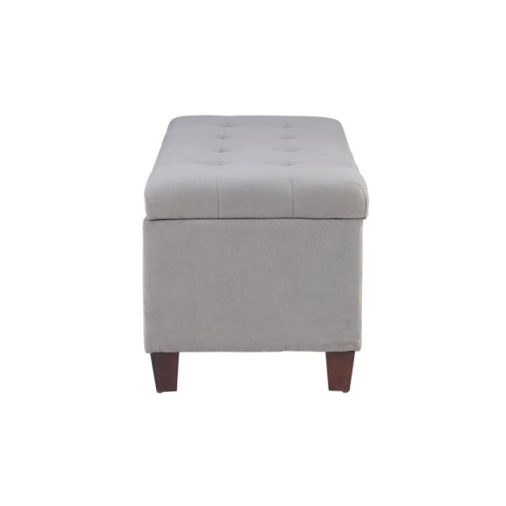 Amelia Tufted Gray Shoe Storage Ottoman Bench