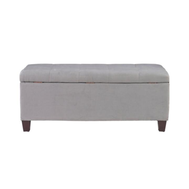 Amelia Tufted Gray Shoe Storage Ottoman Bench
