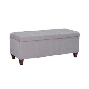 Amelia Tufted Gray Shoe Storage Ottoman Bench