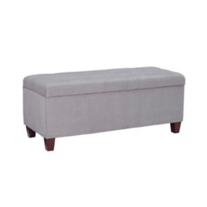 Amelia Tufted Gray Shoe Storage Ottoman Bench