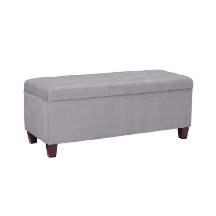 Amelia Tufted Gray Shoe Storage Ottoman Bench
