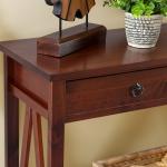Antique Tobacco Console Table with Bottom Shelf