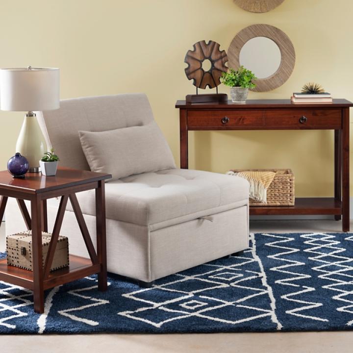 Antique Tobacco Console Table with Bottom Shelf