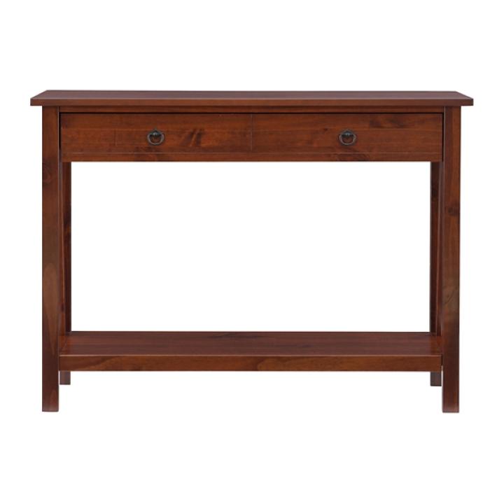 Antique Tobacco Console Table with Bottom Shelf