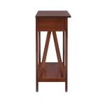 Antique Tobacco Console Table with Bottom Shelf