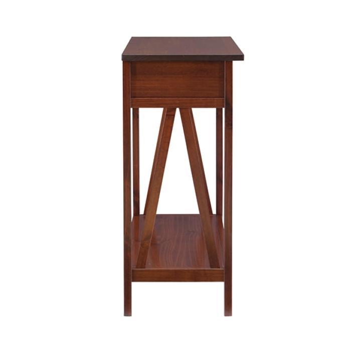 Antique Tobacco Console Table with Bottom Shelf