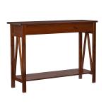 Antique Tobacco Console Table with Bottom Shelf