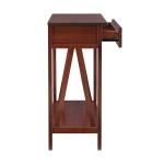 Antique Tobacco Console Table with Bottom Shelf