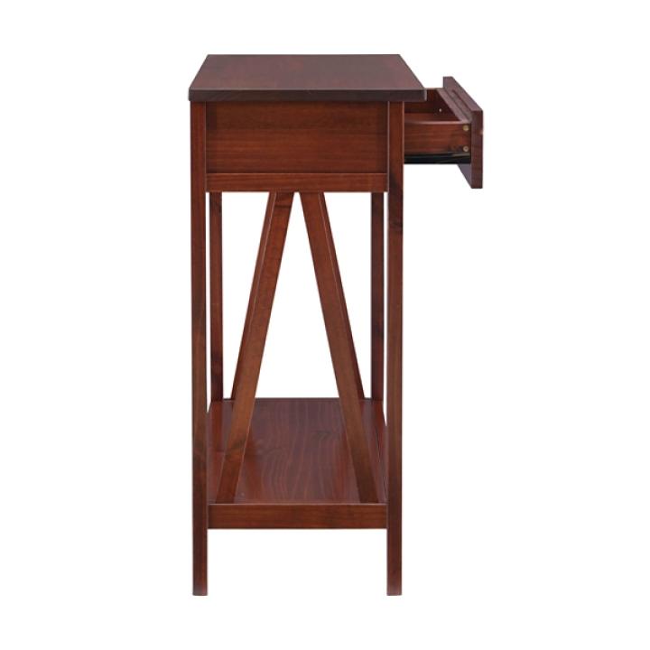 Antique Tobacco Console Table with Bottom Shelf