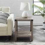 Gray Wash Industrial X-Frame Accent Table