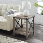 Gray Wash Industrial X-Frame Accent Table