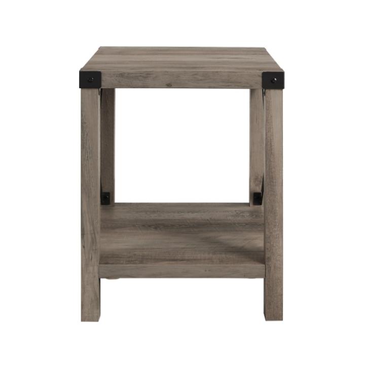 Gray Wash Industrial X-Frame Accent Table
