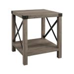 Gray Wash Industrial X-Frame Accent Table