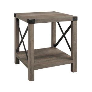 Gray Wash Industrial X-Frame Accent Table