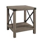 Gray Wash Industrial X-Frame Accent Table