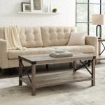 Gray Wash Industrial X-Frame Coffee Table