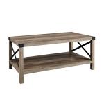 Gray Wash Industrial X-Frame Coffee Table