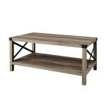 Gray Wash Industrial X-Frame Coffee Table